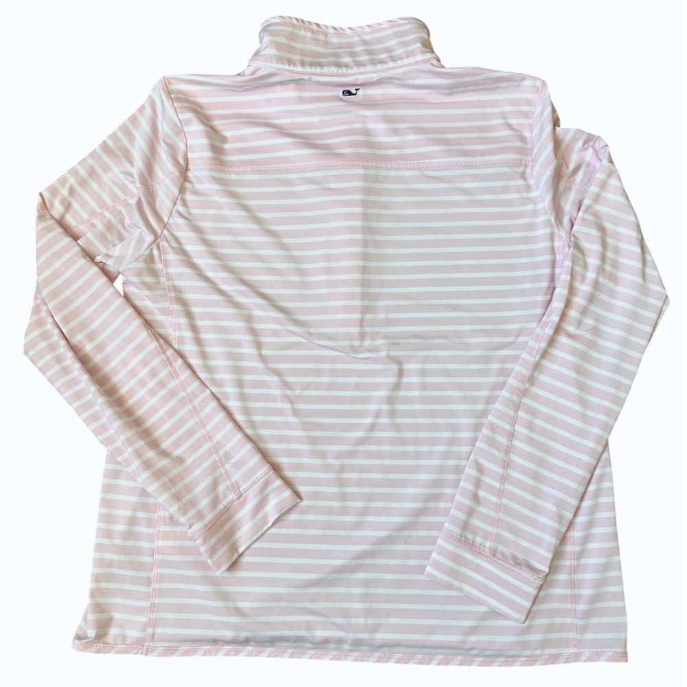 Vineyard Vines Womens Shep Shirt Pink White Striped Quarter Zip Pullover Large - Picture 3 of 12